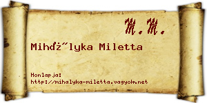 Mihályka Miletta névjegykártya
